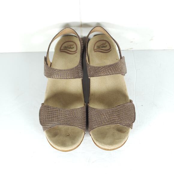 Dansko Women's Sonnet US8-8,5 EU39 Brown Metalic Shimmer Leather Wedge Sandals - Picture 4 of 16